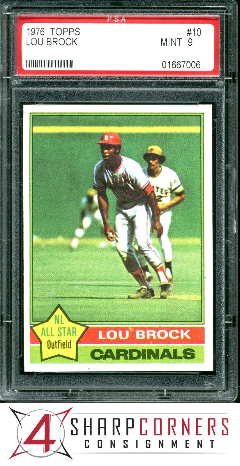 1976 TOPPS #10 LOU BROCK CARDINALS HOF PSA 9