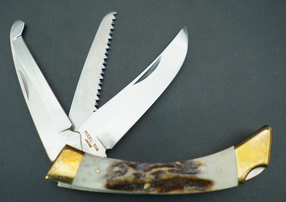 Browning Japan Stag Big Game Model 504 Hunter Hunting Knife /w box sheath NOS A3 - Image 2 of 4