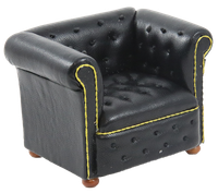 Puppenhaus Schwarzer Leder Chesterfield Sessel Jbm 1:12 Wohnzimmer MöBel