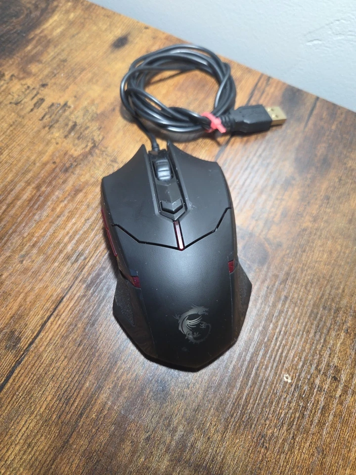 MSi Interceptor DS B1 Gaming Mouse 5Buttons Scroll Wheel Black Red Lights - Image 3 of 4