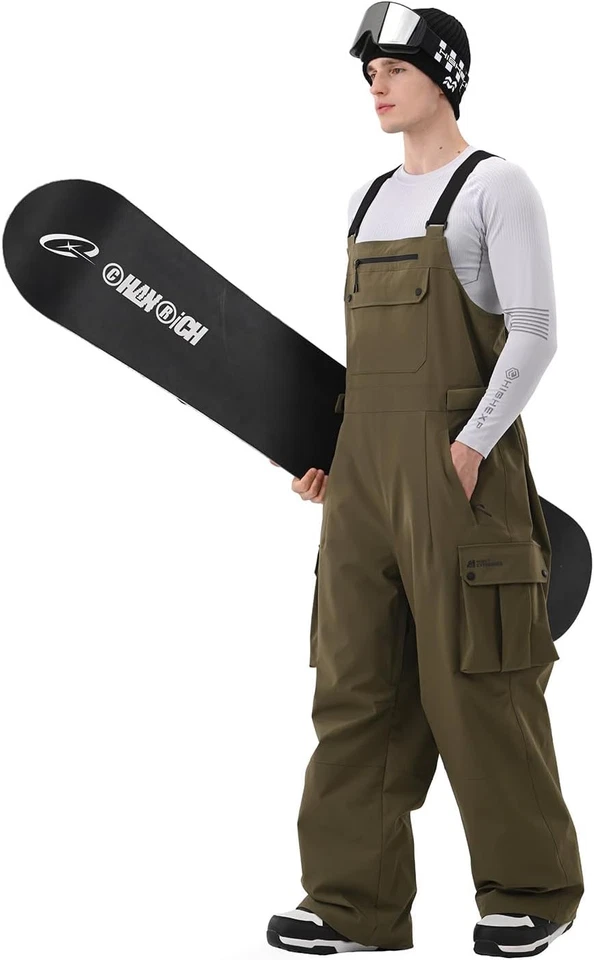 Hombres Babero de esquí 3L Snowboard Pantalones holgados Mono de nieve Impermeable Aislante a prueba de viento Foto 3 de 4