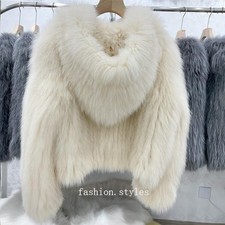 Winter New Fox Fur Woven Fur Coat Women's Short Hooded Loose Bat Sleeve Fur Coat