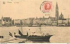 Belgium - Antwerp - La Rade - Boats - Round cancellation from 1923 - postcard - see