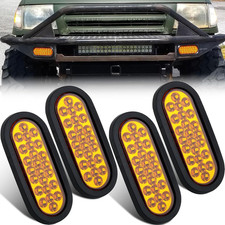 4pcs 6 Inch Oval Led Strobe Lights Amber 24 Led Recessed Oval Stobe Flash Truck