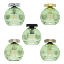 Modern Ceiling Light Fitting Green Glass Globe Low Ceiling Lighting