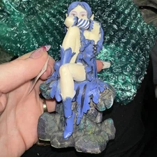Blue Dream Fairy with Metal Wings Wings Are Broken Off