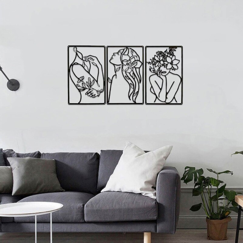 3Pack Metal Black Wall Decor Minimalists Wall Decor Art Minimalists