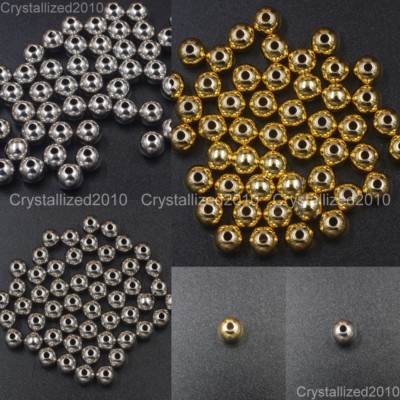 Stainless Steel Round Ball Spacer Jewelry Crafts Findings Beads 4mm 5mm 6mm 8mm