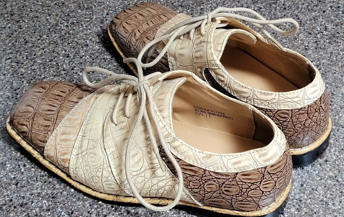 Roberto Chillini Alligator Embossed Brown Tan Ecru Slip On  display picture 3