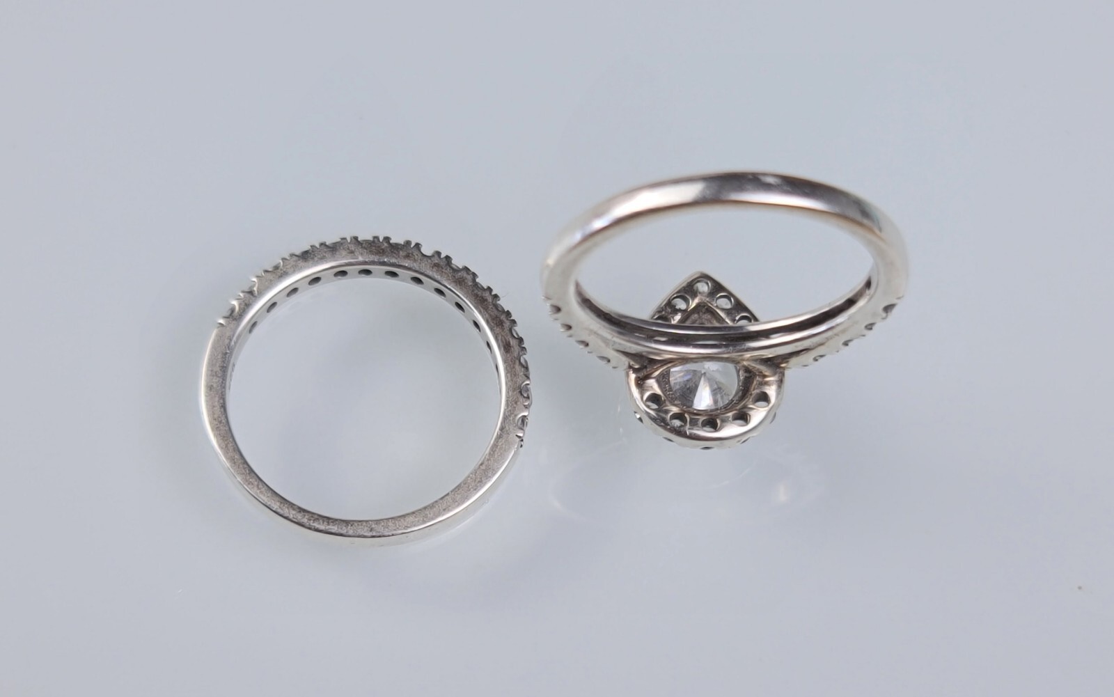 2 Sterling 925 Solid Silver Iced AAA Stacker Ring… - image 18