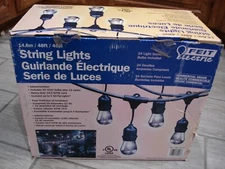 NEW Feit Electric String Lights Commercial Grade 48ft Weatherproof 24 light
