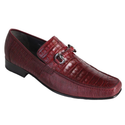 LOS ALTOS BURGUNDY GENUINE CAIMAN CROCODILE LIZARD LOAFER SHOE (D) ZV103706