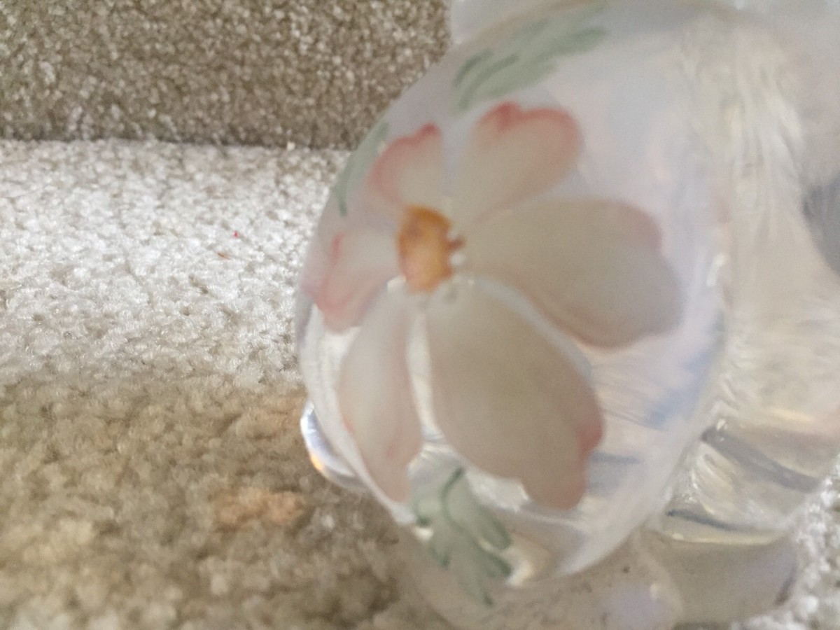 フェントン ハンドメイド ガラスうさぎ Fenton Art Glass Opalescent Rabbit Bunny with Flowers Signed