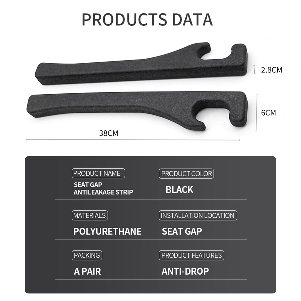 2Pack Universal Car Seat Gap Filler Plug Strip Blocker Stopper For Car ...