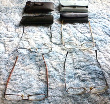 Lot of 4 Old Eyeglasses, Frames and Carrying Cases
