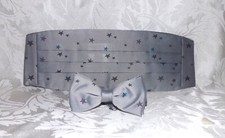 NEW Gray with Stars Cummerbund  Bow Tie Set
