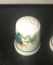 Butterfly Porcelain Blue Collectible Souvenir Thimble
