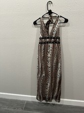 Dots Halter Dress Animal Print Cheetah Maxi Size L