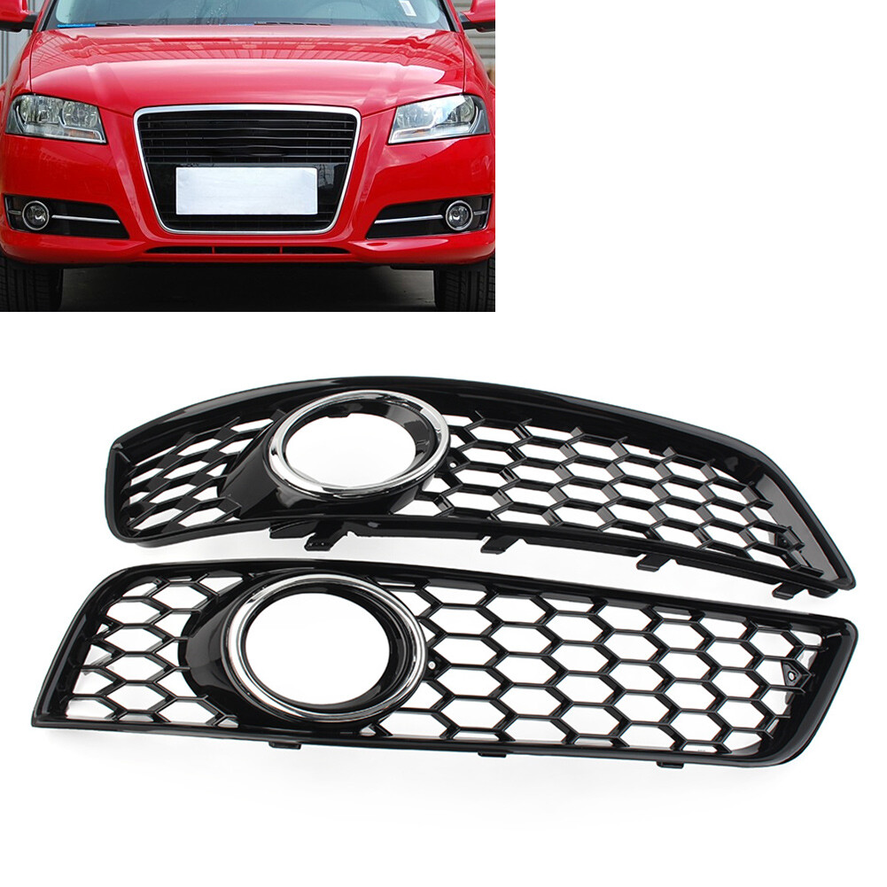 For Audi A3 8P 09-13 Front Honeycomb Fog Light Grille Cover With Fog Light Hole