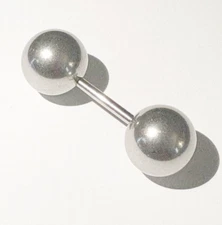 16mm BALLS FRENUM BARBELL Surgical Steel External Threaded 14g-4g, 5/8" Length.