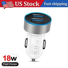 For iPhone 15 Pro Max Samsung S24 S23 S22 Dual USB Fast 18W Car Charger Adapter
