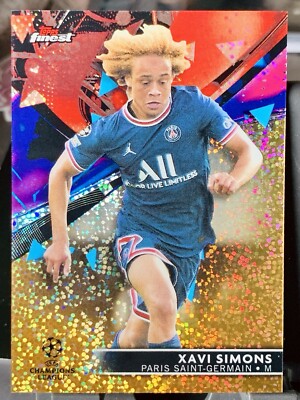 2021-22 Topps Finest UEFA Champions League Xavi Simons Gold Speckle 25/50 PSG