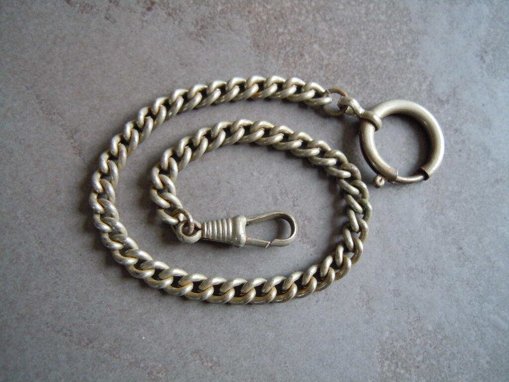 Vintage Iron Watch Chain with Wear Patina 0.6oz 10 3/16in