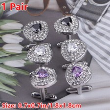 1 Pair Rhinestone Crystal Cufflink Men Shirt Wedding Party Jewelry Accessory
