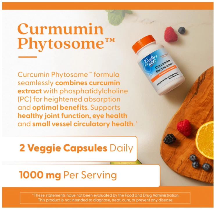 Doctors Best Fitosoma de Curcumina Vegano No OGM Sin Gluten y Soja 180 Biodisponible Foto 2 de 4