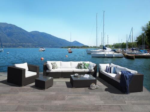 Designer Rattan Gartenmöbel Rattanlounge Sitzgruppe schwarz weiß Lounge Terrasse - Bild 1 von 11