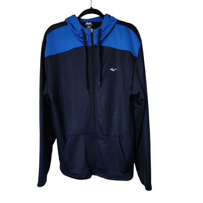 Everlast Mens Contrast Blue Full Front Zip Hooded Lightweight Jacket Size Large