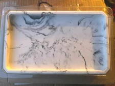 LKKL Vanity Tray, Bathroom Tray Tank Storage White/Marble Print Small 9x5.5x.79”