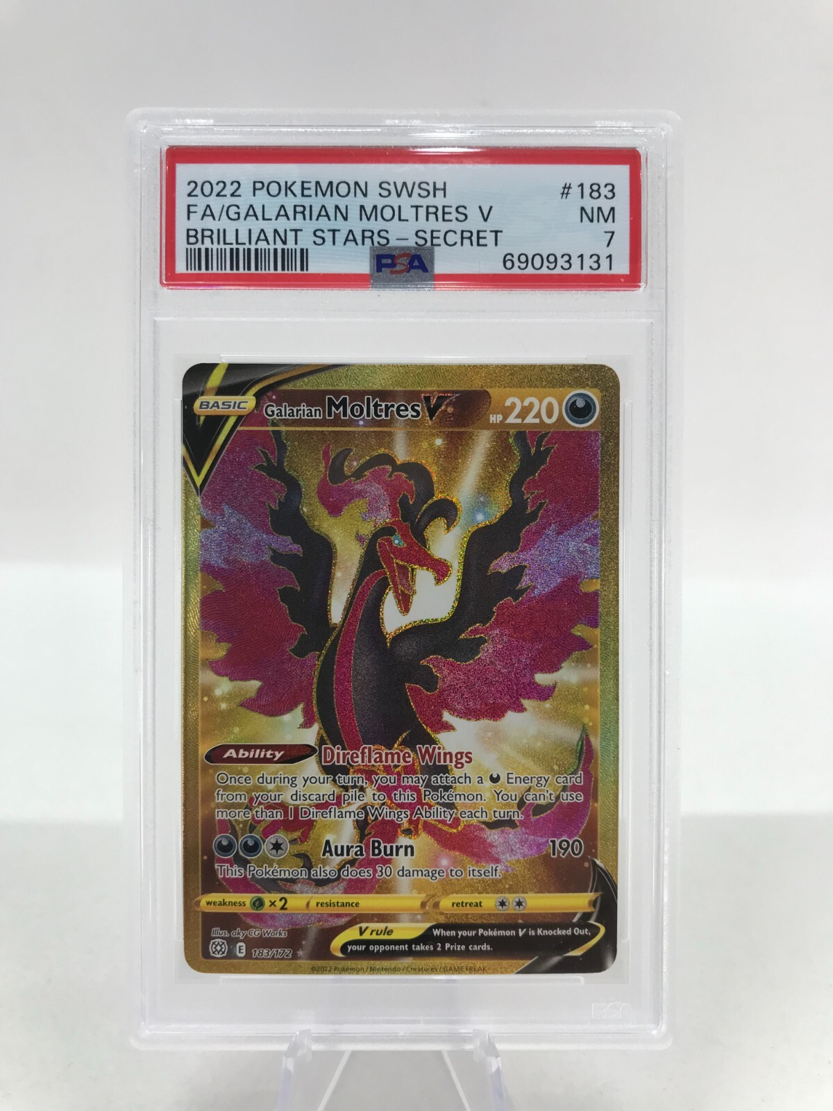 2022 Pokemon swsh fa/galarian moltres V brilliant Stars Secret PSA 7 - #183/172