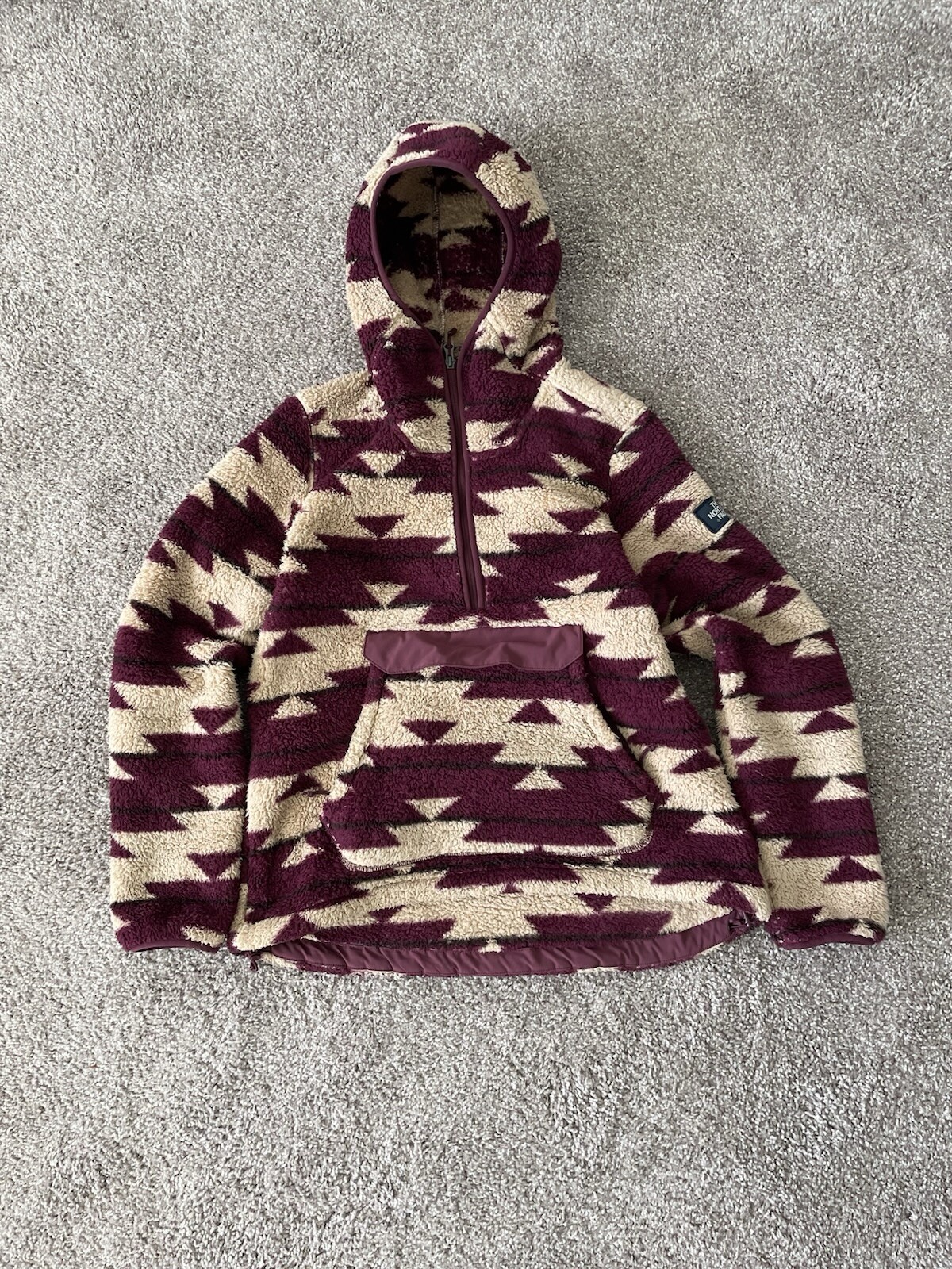 North Face Womens Aztec Sherpa Fleece Hoodie Size Medium Ninja