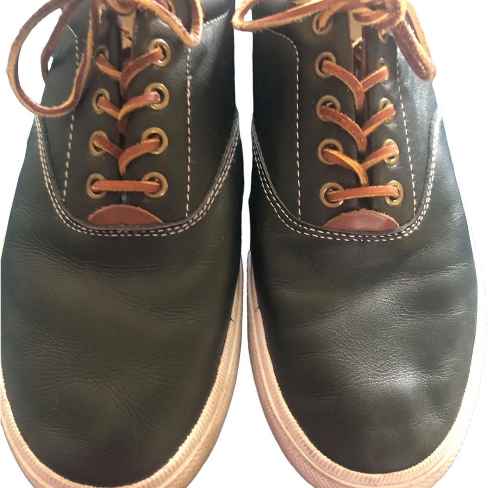 Polo By Ralph Lauren Vaughn 10D Nero Marrone Pelle Sneaker Stringate Pony Sportive