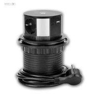 Schreibtisch-Einbausteckdose Versenkbar 230V/16A + USB-C, Tisch-Einbau-Steckdose