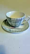 Prim Rose  Light Stripes Gray Pattern Coffee Cup and Saucer Set 