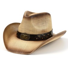 WOOH Straw Cowboy Hats for Women and Men,Western Brown Cowgirl Hat for Rodeo,...