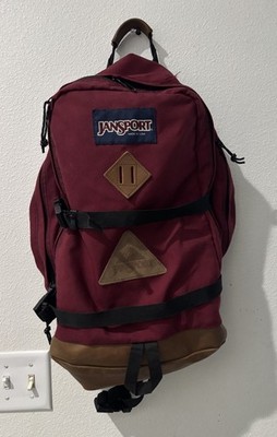 Vintage Jansport 90s Suede Backpack Day Pack Made in USA Maroon Brown *READ*