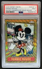 2026 Topps Disney Neon Minnie Mouse Mickey Shorts SP Gold Wave #/50 PSA 9
