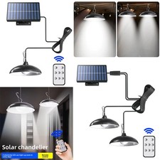Solar Panel Powered LED Bulbs Yard Shed Pendant Hanging Light Lamp Remote