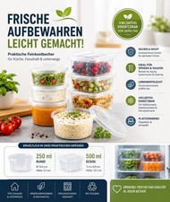 Feinkostbecher Verpackungsbecher mit Deckel 250ml 500ml Rund Eckig - Transparent