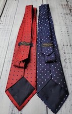 Brooks Brothers Mens Lot of 2 Geometric 100 Silk Irregular USA Red Blue