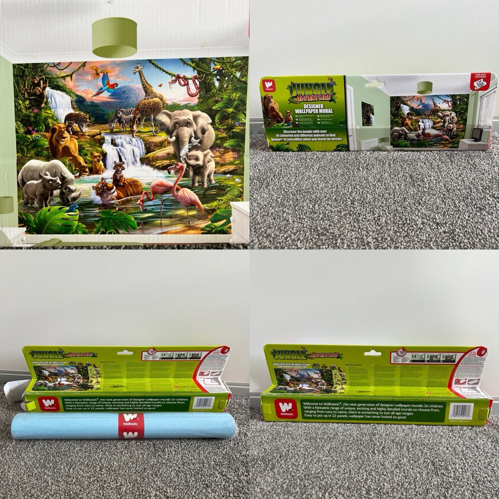 Jungle Adventure 6 Panel Wallpaper Mural Walltastic new unused