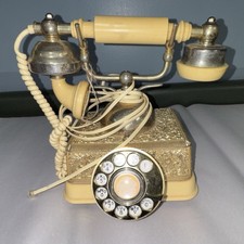 Ornate Rotary Dial Telephone Cream and Gold Pre-1940 Antique Design
