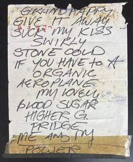 RED HOT CHILI PEPPERS Set List Handwritten By ANTHONY KIEDIS 1994 1996 RHCP