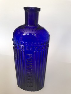 Beautiful Cobalt Blue Ribbed Poison bold embossing poisonous not to be taken ￼