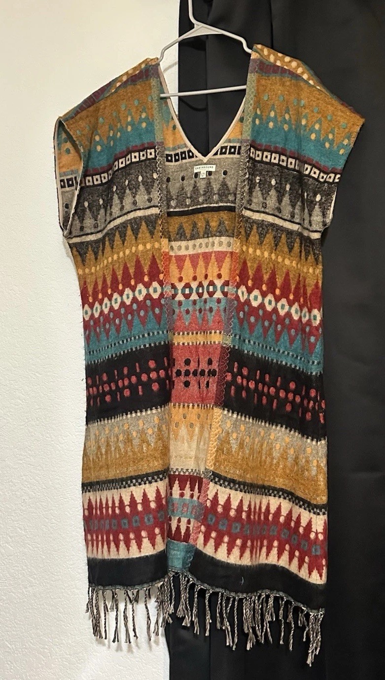 Earthbound Trading Sleeveless Southwest Aztec Open Front Vest Jacket L/XL
