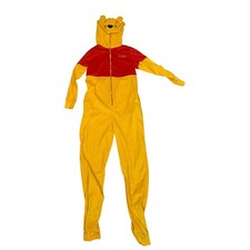 Disney Winnie the Pooh Hooded Union Suit One Piece Pajamas Yellow Red Small 4/6