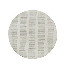 4'10"x4'10" Ivory Natural Wool Rug Flat Weave with Pile Hand Woven Round R91741